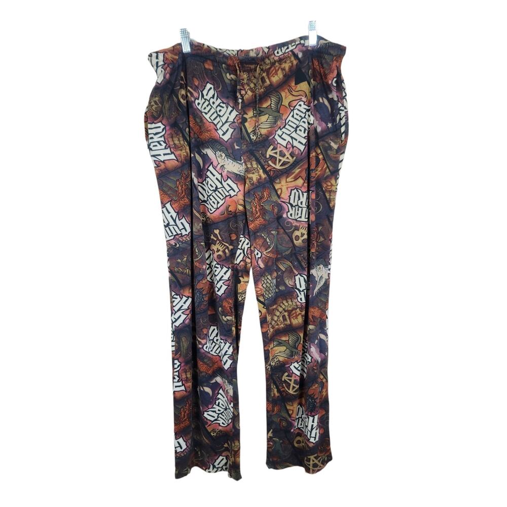 Y2K 2008 Guitar Hero Pajama Pants Medium FLAWS Black Activision Lounge VideoGame